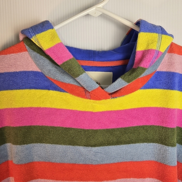 NWT Mini Boden Multi Color Stripe Hooded Terry Cloth Swim CoverUp Dress 13-14 - Picture 4 of 12